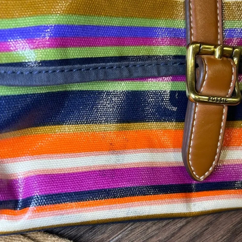 Fossil Striped Coated Canvas Crossbody Bag